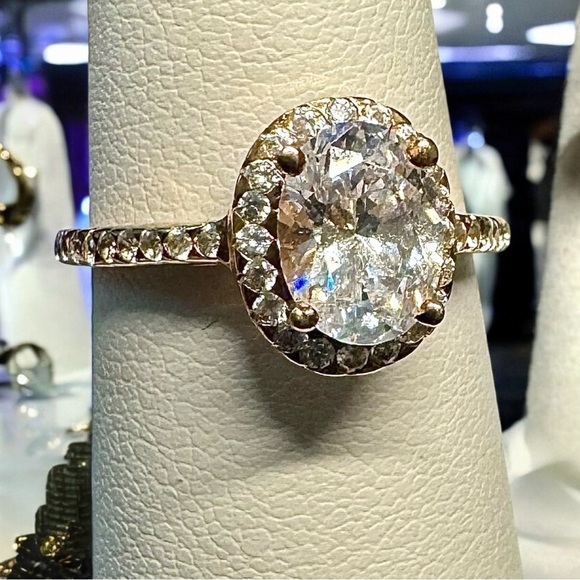 Rose Gold Over Sterling CZ Halo Ring - Picture 7 of 9